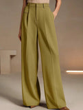 High Waist Straight Wide Leg Office Pants