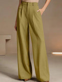High Waist Straight Wide Leg Office Pants