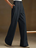 High Waist Straight Wide Leg Office Pants