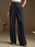 High Waist Straight Wide Leg Office Pants
