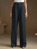 High Waist Straight Wide Leg Office Pants