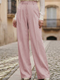 High Waist Straight Wide Leg Office Pants