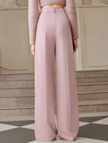 High Waist Straight Wide Leg Office Pants