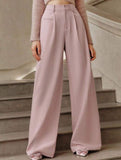 High Waist Straight Wide Leg Office Pants