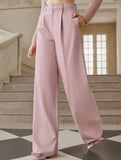 High Waist Straight Wide Leg Office Pants