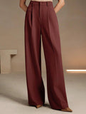 High Waist Straight Wide Leg Office Pants