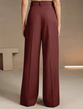 High Waist Straight Wide Leg Office Pants