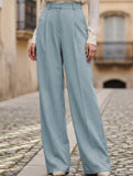 High Waist Straight Wide Leg Office Pants