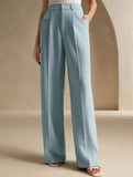 High Waist Straight Wide Leg Office Pants