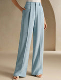 High Waist Straight Wide Leg Office Pants