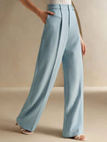 High Waist Straight Wide Leg Office Pants