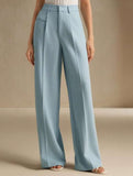 High Waist Straight Wide Leg Office Pants