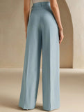 High Waist Straight Wide Leg Office Pants