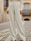 High Waist Straight Wide Leg Office Pants