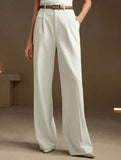 High Waist Straight Wide Leg Office Pants
