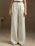 High Waist Straight Wide Leg Office Pants