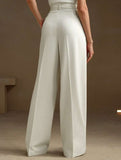 High Waist Straight Wide Leg Office Pants