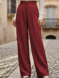 High Waist Straight Wide Leg Office Pants