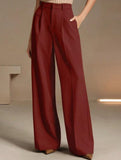 High Waist Straight Wide Leg Office Pants