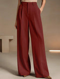 High Waist Straight Wide Leg Office Pants