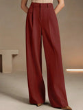 High Waist Straight Wide Leg Office Pants