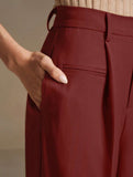 High Waist Straight Wide Leg Office Pants