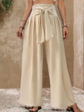 High Waist Tie Wide Leg Pants
