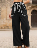 Contrast Color Straight Leg Pants
