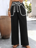 Contrast Color Straight Leg Pants