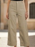 High Waist Button Wide Leg Pants