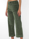 High Waist Button Wide Leg Pants