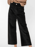 High Waist Button Wide Leg Pants