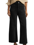 High Waist Button Wide Leg Pants