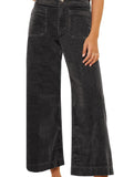 High Waist Button Wide Leg Pants