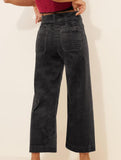 High Waist Button Wide Leg Pants