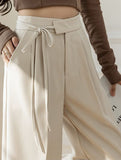 Tie Waist Wide Leg Suit Pants