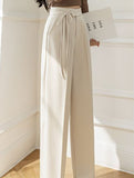 Tie Waist Wide Leg Suit Pants
