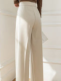 Tie Waist Wide Leg Suit Pants