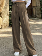 Tie Waist Wide Leg Suit Pants