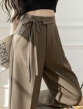 Tie Waist Wide Leg Suit Pants