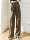 Tie Waist Wide Leg Suit Pants