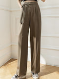 Tie Waist Wide Leg Suit Pants