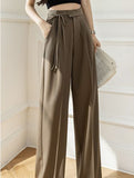 Tie Waist Wide Leg Suit Pants