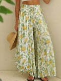 High Waist Print Wide Leg Pants
