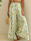 High Waist Print Wide Leg Pants