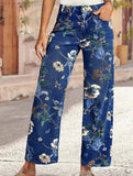 Floral Print Wide Leg Jeans