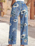 Floral Print Wide Leg Jeans