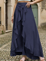 High Waist Chiffon Wide Leg Pants