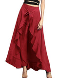 High Waist Chiffon Wide Leg Pants