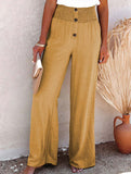 Linen Elastic Wide Leg Pants